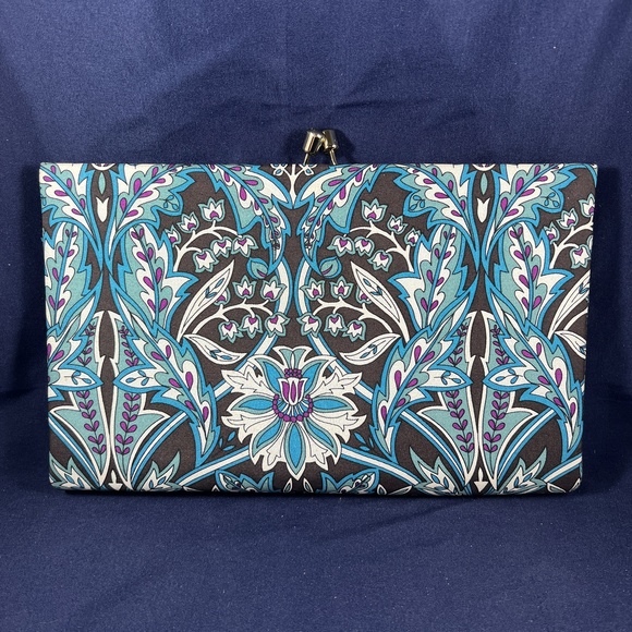 Banana Republic Clutch Bag Floral Paisley Multi-color Kiss-lock Boho Style - Picture 2 of 4